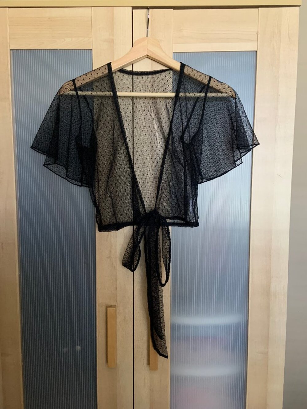 Ballet Beautiful Swiss Dot Flutter Sleeve Wrap Top